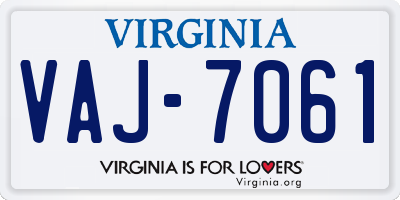 VA license plate VAJ7061