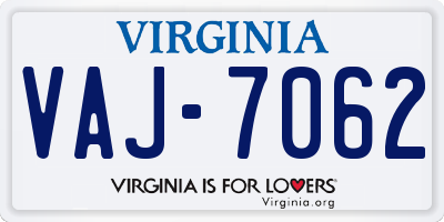 VA license plate VAJ7062