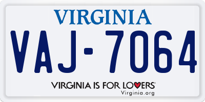 VA license plate VAJ7064
