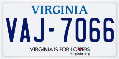 VA license plate VAJ7066