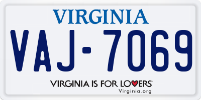 VA license plate VAJ7069
