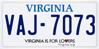 VA license plate VAJ7073