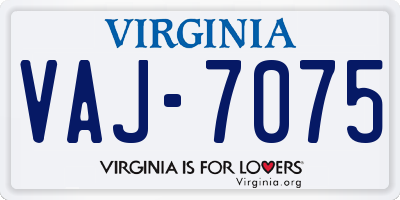 VA license plate VAJ7075