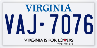 VA license plate VAJ7076