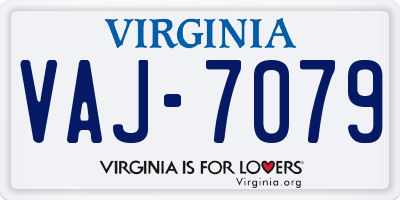 VA license plate VAJ7079