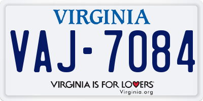 VA license plate VAJ7084