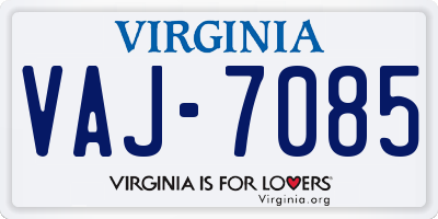 VA license plate VAJ7085