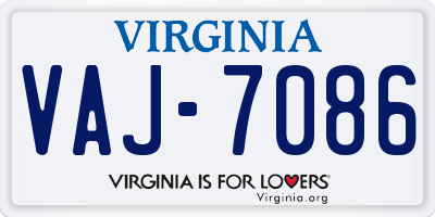 VA license plate VAJ7086
