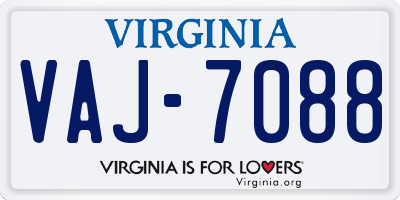 VA license plate VAJ7088