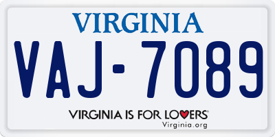 VA license plate VAJ7089