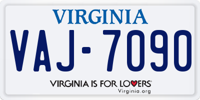 VA license plate VAJ7090