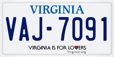 VA license plate VAJ7091