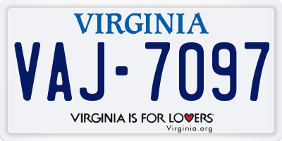 VA license plate VAJ7097
