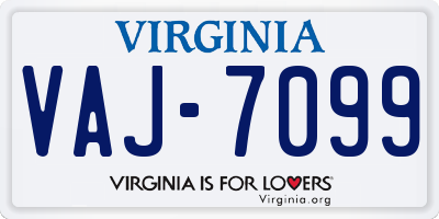 VA license plate VAJ7099