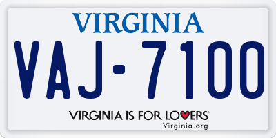 VA license plate VAJ7100