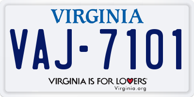 VA license plate VAJ7101