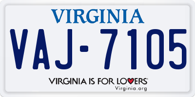 VA license plate VAJ7105