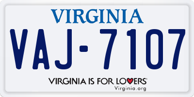 VA license plate VAJ7107