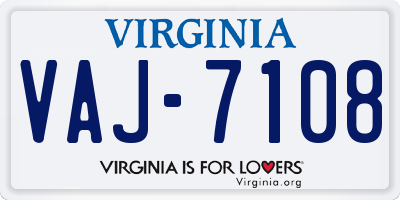 VA license plate VAJ7108