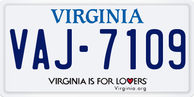 VA license plate VAJ7109