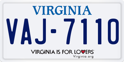 VA license plate VAJ7110