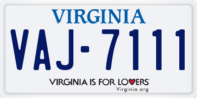 VA license plate VAJ7111