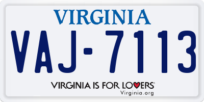 VA license plate VAJ7113