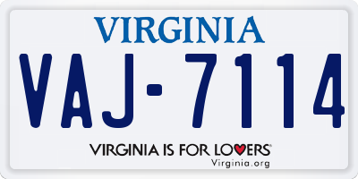 VA license plate VAJ7114