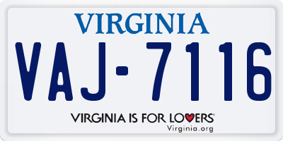 VA license plate VAJ7116
