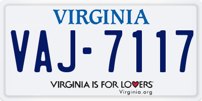 VA license plate VAJ7117