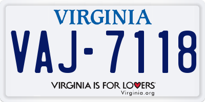 VA license plate VAJ7118