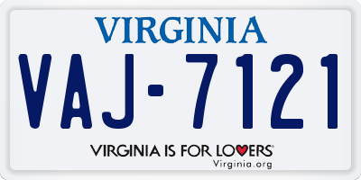 VA license plate VAJ7121
