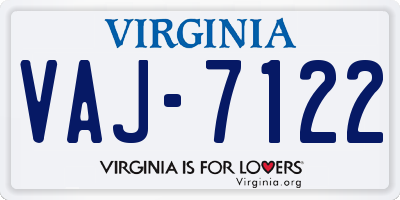 VA license plate VAJ7122