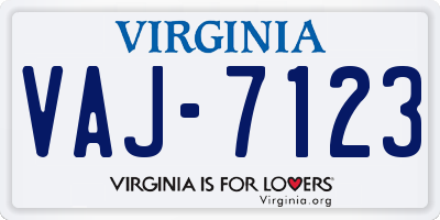 VA license plate VAJ7123