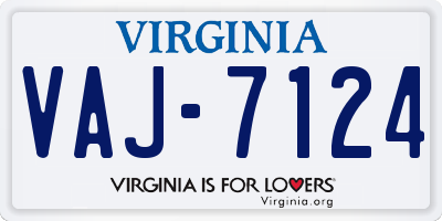 VA license plate VAJ7124