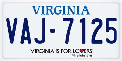 VA license plate VAJ7125