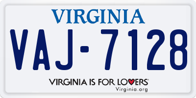 VA license plate VAJ7128