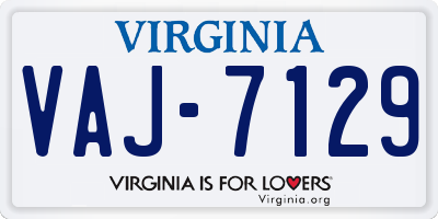 VA license plate VAJ7129