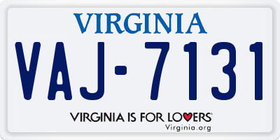 VA license plate VAJ7131
