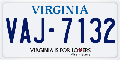 VA license plate VAJ7132