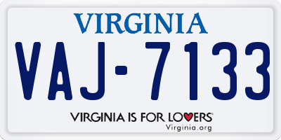 VA license plate VAJ7133