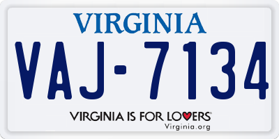 VA license plate VAJ7134