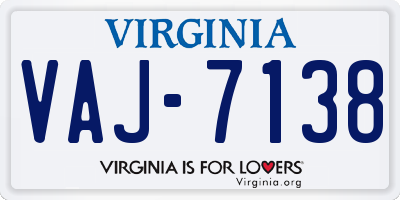 VA license plate VAJ7138