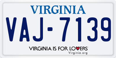 VA license plate VAJ7139