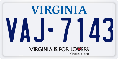 VA license plate VAJ7143