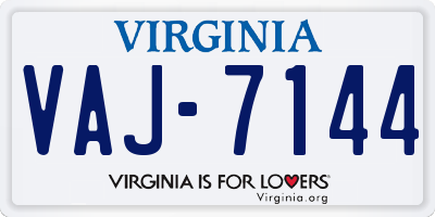 VA license plate VAJ7144