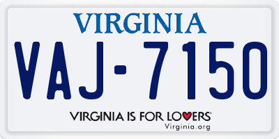 VA license plate VAJ7150