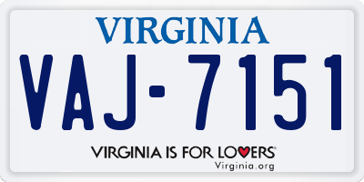 VA license plate VAJ7151