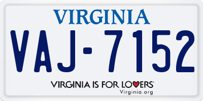 VA license plate VAJ7152
