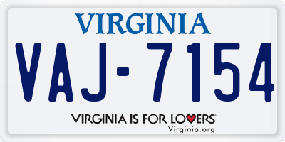 VA license plate VAJ7154